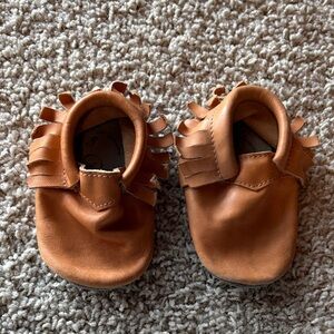 Tan Leather Kids Moccasins